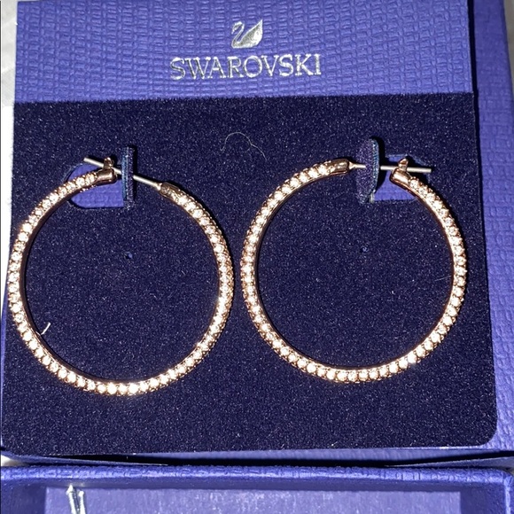 Swarovski Rose Gold Hoops - Picture 2 of 5
